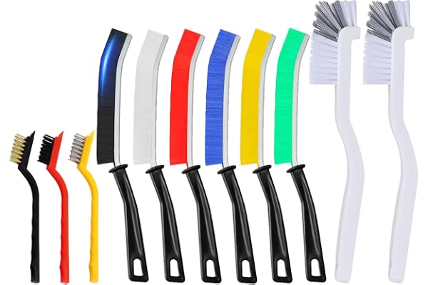 DuDuZui Set med 11 st rengöringsborstar för skrevor, 6 st färgglada mellanrumsrengöringsborste, 3 st trådborstar, mässing/rostfritt stål/nylon, 2 st köksskrubborste, för spår fönster dörr mellanrum