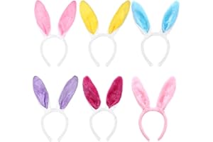 Marypaty Ostern Hasenohren Haarreif, 6-Teiliges Set Bunny Ears Ostern Haarreif Bunny Kostüm, Cosplay Hasen Kostüm für Karneval Kostüm Zubehör