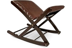 ‎MAXVITALIS Beinschaukel, Fußablage, Hocker, höhenverstellbar, ergonomisch, gepolstert, pflegeleichter Kunstlederbezug, Massivholzgestell, zusammenklappbar, einfache Handhabung, braun