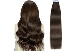 ‎SUYYA SUYYA Tape Extensions Echthaar,Invisible Tape in Extensions Echthaar Seidig Gerade Remy Tape Haarverlängerungen Echte Menschliches Haar 12 Zoll 30cm 20 Stück 40G #2 Dunkel Braun