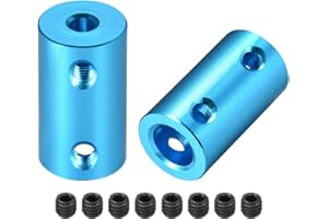 sourcing map 4mm a 8mm Interior Diámetro Rígido Acoplamiento Fijación Tornillo L25XD14 Aluminio Aleación, Eje Acoplador Conector, Motor Accesorios, Azul, 2uds.