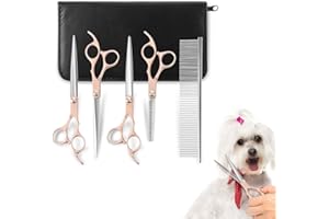 ZJCHAO Juego de tijeras para el cuidado de perros, tijeras para peluquería, tijeras para pelaje para animales, tijeras profesionales para perros, tijeras afi