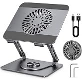 McStorey Premium Al&uuml;minyum Laptop Standı, &Ccedil;ıkarılabilir Manyetik Harici Fanlı, 360&deg; D&ouml;ner Ayarlanabilir Ergonomik Notebook ve