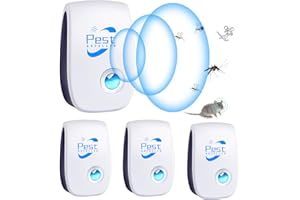 PEHTIY Repelente Ultrasónico de Plagas, 4 Pack Electrónico Repelente Mosquitos Control de Plagas, Repelente Ultrasónico Mosquitos para Anti Mosquitos, Moscas, Ratones, Cucarachas, Arañas, Roedores