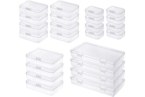 GOODMA 24 Stück gemischte Größen Rechteckige leere Mini-Aufbewahrungsbox für Mini-Kunststoff-Organizer mit Klappdeckel für kleine Gegenstände und andere Bastelprojekte