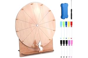 Rakuker Roue de la Fortune, 29cm Roue de la Chance, Ro-UE de Jeu de Mariage, Ro-UE de Prix en Bois, R-OUE a Tourner Jeu avec Gomme et Marqueur, R-OUE J-EU Concours pour Mariage, Carnaval, Fête, Salon