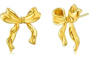 Irikdescia 1 para kolczyków z kokardką, pozłacane, eleganckie, hipoalergiczne kolczyki, błyszczące, stylowe kolczyki na sztyfcie, atrakcyjny prezent dla kobiet (złote)