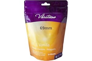 VIBRATISSIMO Condones XXL Vanilla paquete de 18 I preservativos premium con aroma I condones vainilla con grosor de pared fino y aromatizados I condones sensitivos ultrafinos I b=69mm