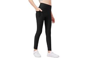 Arshiner Leggings per Bambine Sportivi in ​​Pile Sottile Vita Alta Traspiranti Pantaloni Lunghi da Jogging Pantaloni da Palestra Leggings Termici Invernali 5-14 Anni