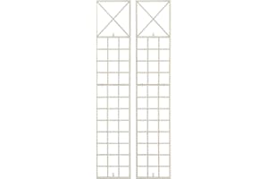 CLP Jeu de 2 Treillis Trigo à Fixer au Mur I Treillis pour Le Mur I Treillis en Métal Laqué, Couleur:crème Antique