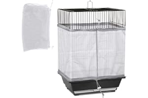 GOJINY Récupérateur De Graines De Couverture De Cage à Oiseaux, Cordon De Serrage Réglable En Nylon Couverture En Maille De Cage à Oiseaux Jupe De Cage à Oiseaux Couverture En Maille Dense 78,7 "x15" (blanc)