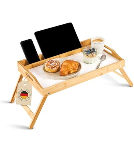 Klappbarer Laptop-Schreibtisch Mit Stauraum - Betttisch Und Serviertablett Multifunktional