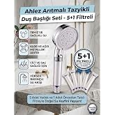 Filtreli Beyaz Duş Başlığı 5 Yedek Filtreli | Su Arıtmalı, Klor Ve Kire&ccedil; &Ouml;nleyici, Y&uuml;ksek Basın&ccedil;lı