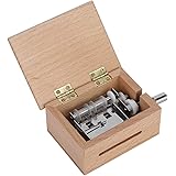 Music Box,15 Note Hand‑Cranked Wooden Music Box, Wooden Musical Boxes with 7Pcs Blank Paper Tape and Hole Puncher DIY Music B