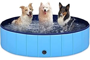 ‎EONPOW EONPOW Hundepool,Faltbare Hunde Planschbecken Swimmingpool für Hunde und Katzen Großer PVC Rutschfester Haustier Badewanne,160x30cm