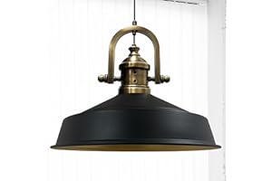 ‎BAMYUM bamyum Asletl-Marine Hängelampe Industrial Vintage Ø41 cm, Küchenlampe Hängend Vintage, Pendelleuchte Esstisch Vintage, Hängelampe Esstisch, Wohnzimmerlampe, Pendelleuchte Schwarz Metall, Küchenlampe