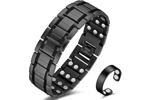 Cigmag Magnetic Bracelet Men Ultra Strength Magnet Titanium Steel Three Row with Adjustable Tool & Present Box