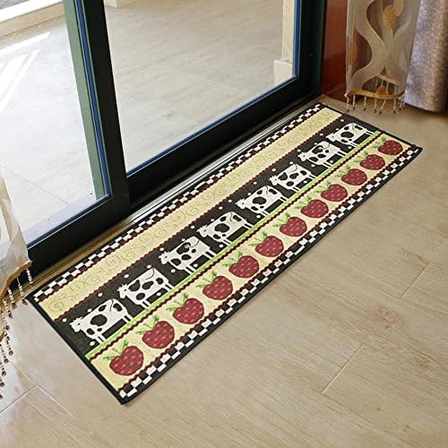 SUNFIRE Sufire Multi Coloured Mats Non Woven Mezzanine Carpet Runner Rug Doormats Kitchen Home Décor Milk cow 45x118cm
