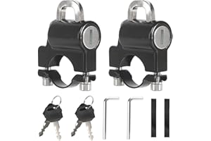 BELIHOME Motorrad Helmschloss, 2 Stück Universal Motorrad Helmschloss mit Schlüssel, Lenker Helmschloss Set für Motorrad Fahrrad Roller 22-25mm Lenkerschlauch Schwarz