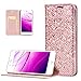Produktbild Hancda Hülle für iPhone SE/iPhone 5S / iPhone 5, HandyHülle Flip Case Glitzer Leder Klapphülle Schutzhülle Cover Innere Transparent Silikonhülle für iPhone SE/iPhone 5S / iPhone 5,Rose Gold