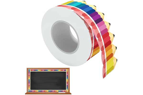 Frise de crayon pour tableau d'affichage, 20 m de crayons de couleur, bordure roulée, motif crayon pour écoles, salles de classe, tableau noir