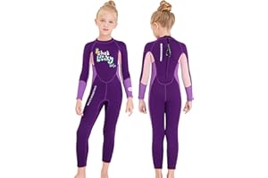 Gogokids Dziecięcy kombinezon dziewczęcy neoprenowy strój kąpielowy, dla dzieci 2,5 mm termiczny ochraniacz przed wysypką ciepłe pogrubione stroje kąpielowe ochrona przed słońcem kombinezon do