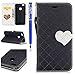 Produktbild FESELE Schutzhülle für [Huawei P10 Lite] Brieftasche Hülle Lederhülle Leder Case Ledertasche mit Standfunktion Kartenfach, Huawei P10 Lite Liebe Herz Magnetverschluss Muster Flip Case Wallet Cover Ledertasche Leder-Mappen-Karten-Slot-Abdeckung für Huawei P10 Lite + Blau Eingabestift Stylus Touch Pen-schwarz