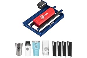 Creatorally Rodillo Giratorio Láser, Grabador Laser Rotary Roller con Columna Elevación 17,5 cm, Módulo Auxiliar Grabado de Eje Y 360° para Copa de Maquina Grabadora, Objeto Cilíndrico