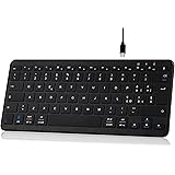 Qulose Tastiera Wireless Ricaricabile, Mini Tastiera PC Bluetooth Senza Fili con Connessione Stabile Type-C, Silenzioso e Ult