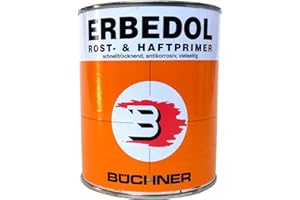 Büchner Erbedol Rust and Adhesive Primer "Red Brown", 0.25 L - for Indoor and Outdoor Use, Rust Protection Primer for Bare and Rusted Steel, Adhesive Primer for Hard Plastics (Except Polypropylene and