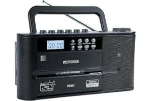 Retekess TR641 Cassette Player,Cassette Tape Player,FM AM/Recorder Radio,USB/TF Card,Wireless Connections,Earphone Jack,Battery Operated or AC Powered,for Home,Outdoor