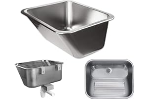‎VBCHOME VBChome Ausgussbecken 55 x 45 x 22 cm Waschtrog Edelstahl Satinstruktur Stahl Ablaufgarnitur Waschbecken für Gewerbe Waschraum Mobiles Wandwaschbecken 50 wandbecken garten