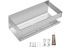 EXLECO Półka łazienkowa bez wiercenia 23 cm Półka prysznicowa con 2 zdejmowane haczyki łazienkowe do przechowywania na ścianie ze stali nierdzewnej kosz prysznicowy uchwyt na szampon prysznicowy kolor