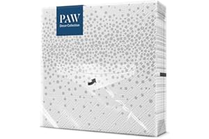 PAW DECOR COLLECTION PAW - Napkins 3-Ply (33 x 33 cm) I 20 Pieces I Perfect for Birthdays, Parties, Weddings, Communion and Celebrations I Paper Napkins Colorful - Classic, Elegance, dab, Silver i Confetti (Silver)