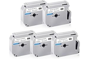 UNOKA Replacement for Brother M K231 M-K231S M-K231BZ M-K231sbz 12mm 0.47 Label Print Tape, Cassette Work for Brother Label Maker PT-M95 PT-90 PT-65 PT-60 PT-55 PT-70, Black on White, 5-Pack