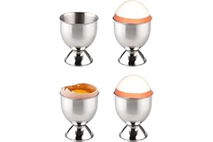 Yitobici Coquetiers en Acier Inoxydable avec Pied, empilables, Lot de 4 Plateaux Porte-œufs, Argent