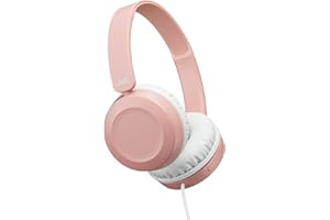 JVC Cascos con Cable, Micrófono y Diadema Acolchada | Diseño Plegable y Giratorio | Auriculares con Cable de Freqüencia 10-26000 Hz | Diseño Ligero | Mini-Jack de 3,5 mm | Rosa - HA-S31M