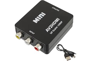 EPLZON Convertitore RCA a HDMI, Adattatore AV a HDMI, 1080P Mini Composite CVBS Convertitore Audio Video Supporta PAL/NTSC con USB Cavo per PC/WII/N64/TV/PS3/lettore DVD(Nero)