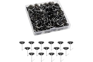 KEEPSWEAT Black Drawing Pins for Cork Board,120 Pcs Push Pins for Notice Board,Thumb Tacks for Wall Hangings,Flat Head Push Pins for Bulletin Board,Plastic Thumb Tacks Steel Point in Reusable Box