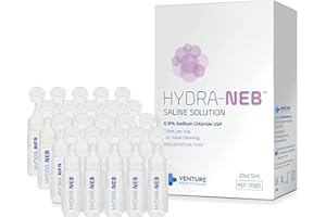 HYDRA-NEB 50ml Isotonic Saline Solution 0.9% NaCl - Inhalation Solution for Nebuliser – Reduce Mucus and Allergy Symptoms - Nebuliser Saline Solution for Humidyfing Airways