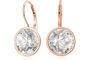 LANBEIDE 925 Sterling Silber Kristalle Ohrringe Hängend Leverback Ohrringe with mit Runden Cubic Zirkon für Damen