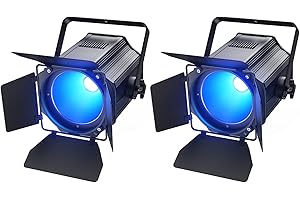 Oloaxolx Lot de 2 projecteurs LED COB 6 en 1 RGBWA + UV DJ avec rabats de blindage, blanc chaud et froid par projecteurs avec DMX512/Auto/Sound pour fête, concert, église, mariage, théâtre