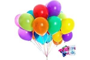 Luftballons Bunte 100 Stück Aoisyesbig -100% Naturlatex Helium Balloons 12 Farben groß 26cm。Latex Luftballon Bunt for Balloon Girlande, Geburtstag Party, Hochzeit Deko