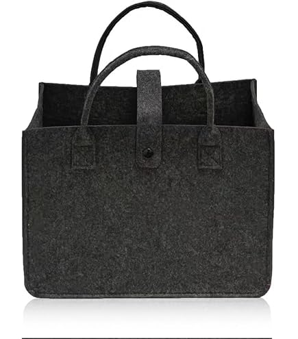 Schramm® Set 2 Borse In Feltro Tondo Con Manici - Grigio Scuro ø34cm E ø25cm - Per Legna, Giochi, Libri - Foto 11