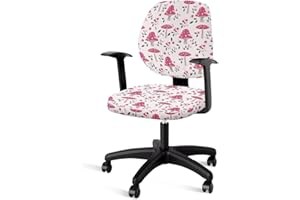 Poceacles Mushroom Flower Print Office Computer Chair Seat Covers Washable Universal Rotating Desk Chair Seat Cushion Protectors Office Chair Cover 2 Piece