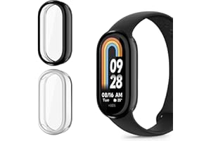 SeNool Funda Protectora para Xiaomi Mi Band 8, Cobertura Total TPU Flexible Antirrayas Funda Protectora Suave para Xiaomi Mi Band 8 (Negro + Claro)