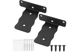 QJKEJI 2 szt. wsporników regałowych do dużych obciążeń, L kątownik do regału, czarny, metalowe niewidoczne wsporniki regałowe, pływający uchwyt ścienny, półka ścienna, półka na stół, 100 mm