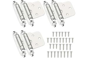 AFASOES 6pcs Cabinet Door Hinges Self Closing Overlay Flush Cabinet Hinge Heavy Duty Cupboard Hinges Replacement Ball Bearing Mute, Inset Hinges with Screws for Home Decorative