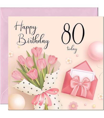 Personalised 80th Birthday Card - 80th Birthday Card For Woen - Floral