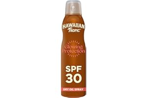 Hawaiian Tropic | Glowing Spray Écran Solaire Protection SPF 30 UVA + UVB, 180 ml, Parfum Tropical, aux Essences d'Hawaii/Ingrédients Botaniques, Résistant à l'eau, Végan